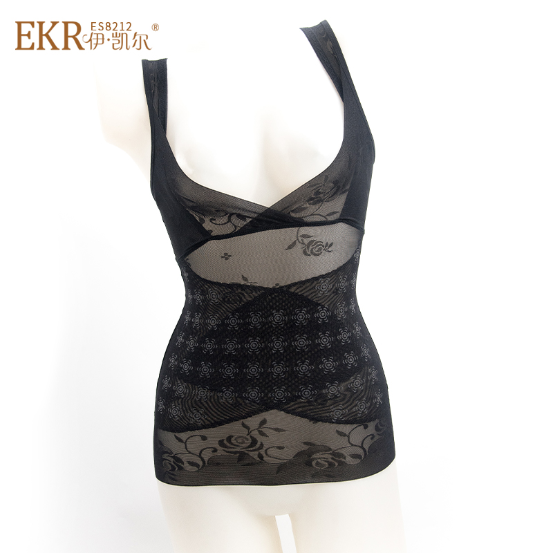 EKR伊凯尔夏季女性感镂空薄款美体紧身塑身衣束腰收腹内衣ES8212