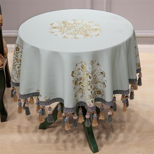新中式圆桌布客厅圆形小餐桌布居家盖布圆台布居家布艺垫布