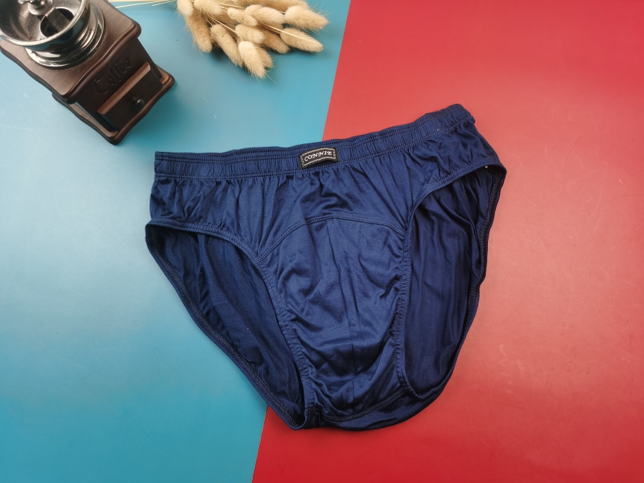 XL2XL内销丝光棉平纹男士三角裤舒适透气中腰内裤纯棉深蓝色底裤