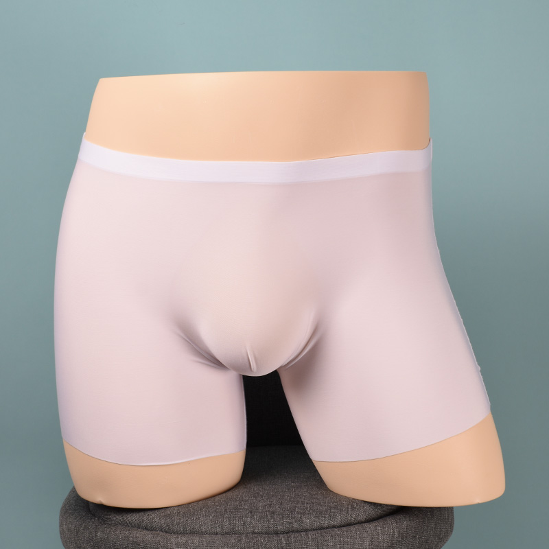 夏季超薄冰丝裸感潮男平角内裤一片式无痕性感速干3D凸模四角裤夏
